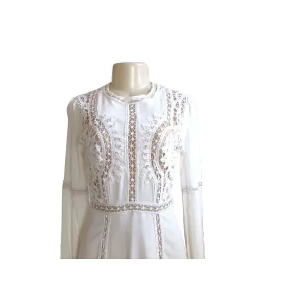 For Love & Lemons White Lace Long Sleeve Dress Size M